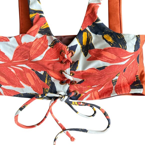 Maagi Tropical Print Lace-Up Bikini Top Size S - Picture 2 of 4